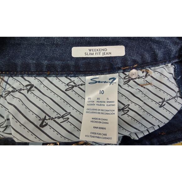 Seven Jeans Womens 10 Blue Dark Wash Weekend Slim Fit - Picture 6 of 9